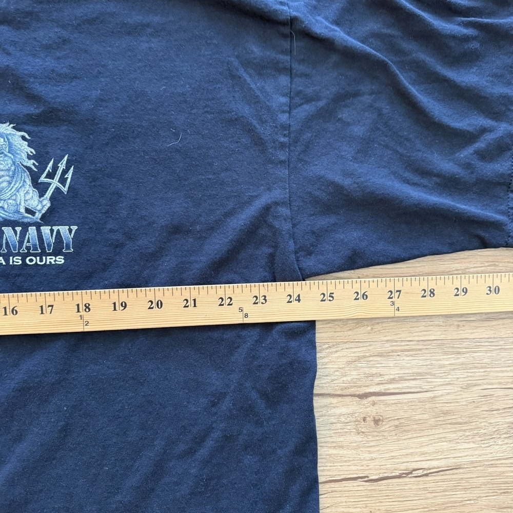 Men's Navy Vintage T-Shirt Neptune Holding A Trident HOOYAH Size XXL Made In USA - Picture 6 of 6